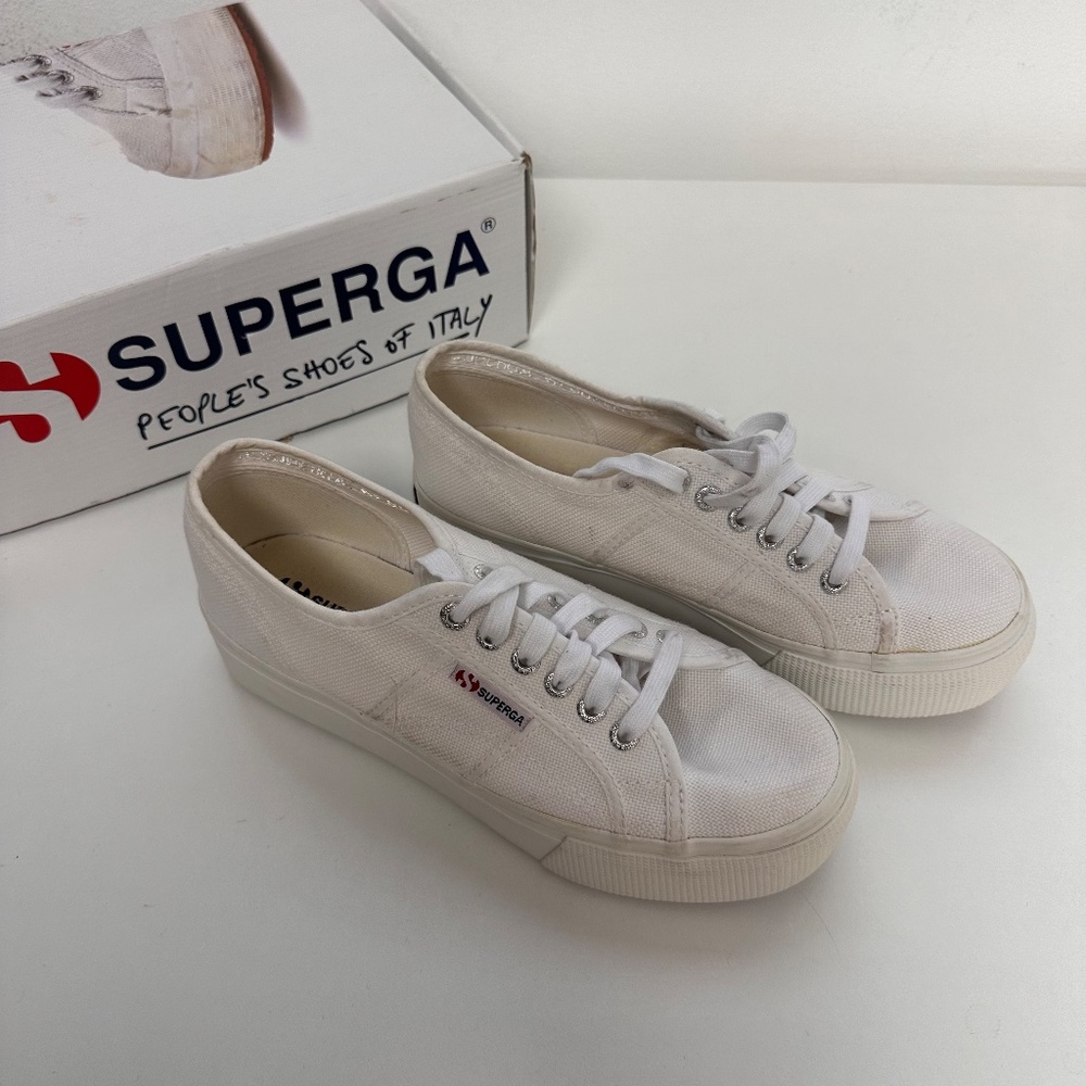 SUPERGA White Classic Lace-Up Sneakers